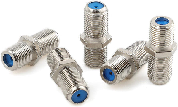 Pasow F81 Barrel Connectors High Frequency 3GHz Female to Female F-Type Adapter Couplers (5 pcs, Silver)