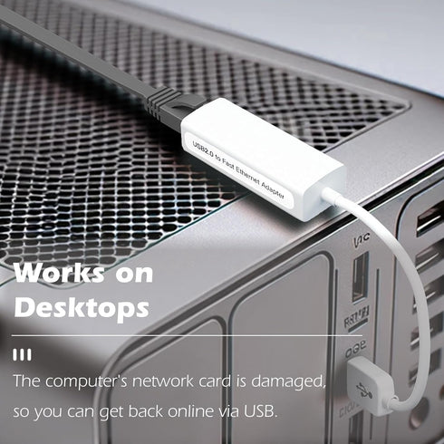 USB Ethernet Network Adapter, Compatible with Laptops and USB 2.0 Devices, for Windows 7 to 11, Vista, All Mac OS X