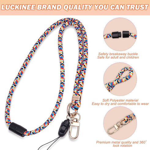 Cell Phone Lanyard with Safety Breakaway Buckle, 1x Phone Neck Strap, 1x Phone Wrist Lanyard Strap, 2× Phone Patches,