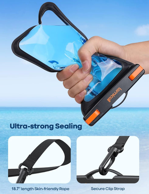 Lamicall Large Size Waterproof Phone Pouch Case, IPX8 Dry Bag for iPhone 15 14 13 12 XR XS X Pro Max Plus Mini, 2 Pcs