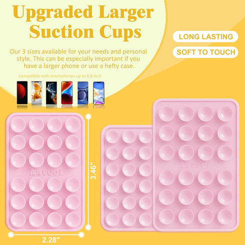 Anteel 4 Pack 2026 2.28"x3.46" Silicone Suction Phone Case Adhesive Mount, Upgraded Thickened & Enhanced Suction Power