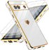 LeYi Pixel 7A Phone Case with Tempered Glass Screen Protector, Love Heart Plating Luxury Soft TPU - White