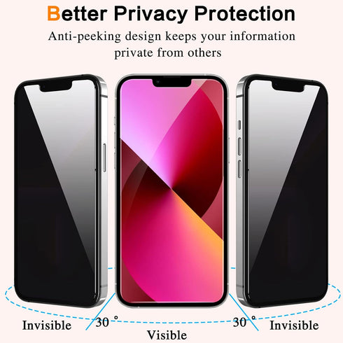 iPhone 13/13 Pro Privacy Screen Protector, Mirrored Tempered Glass Film for iPhone 14, Shatterproof, Touch Sensitive