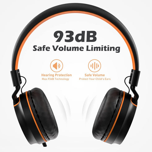 AILIHEN I35 Kids Headphones, Foldable On-Ear, 93dB Safe Volume, HD Mic, 3.5mm Wired for Chromebook, Laptop, Tablet