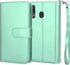 NJJEX Wallet Case for Samsung Galaxy A20 & A30, PU Leather ID Credit Holder Folio Flip with Lanyard, Mint.