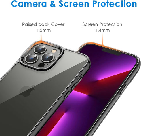 JETech iPhone 13 Pro Max Case 6.7-Inch, Non-Yellowing Shockproof Bumper Cover, Anti-Scratch Clear Back (Black)