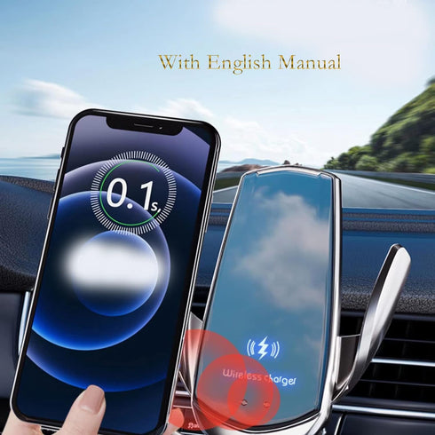 YTUEUEOY 15W Wireless Car Charger Mount Automotive Electric Induction Wireless Charger Car Auto Clamping Car Phone