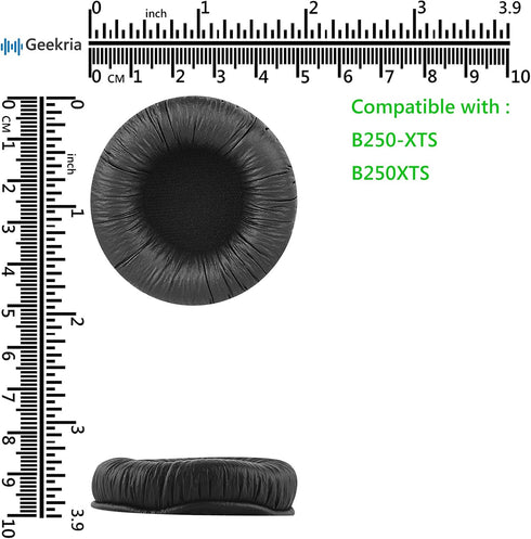 Geekria QuickFit Leatherette Replacement Earpads + Mic Foam for BlueParrott B250-XT Plus, B250-XT, B250-XTS, B250, B150