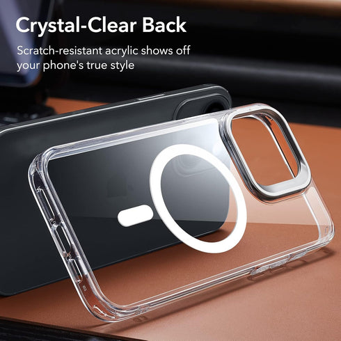 ESR iPhone 13/14 Case, Clear Magnetic Phone Case with Built-in Camera Ring Stand, Military-Grade Protection, Compatible