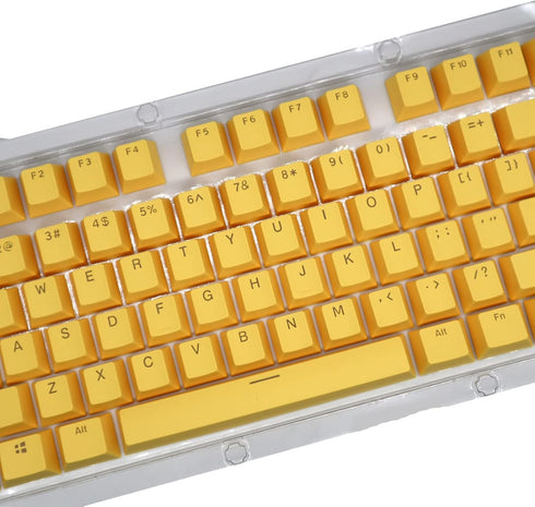 PBT Keycaps, 108 Keys Translucent Key DIY Keycaps for 61/64/87/104/108 Key Mechanical Keyboards (Yellow)