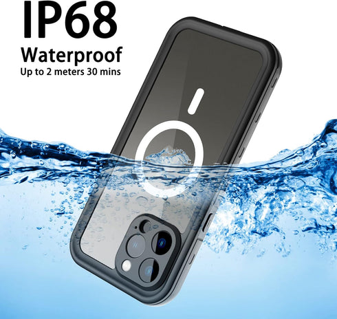 iPhone 13 Pro Max Waterproof MagSafe Compatible Case, 6.7" Shockproof Full Protection with Built-in Screen Protector,