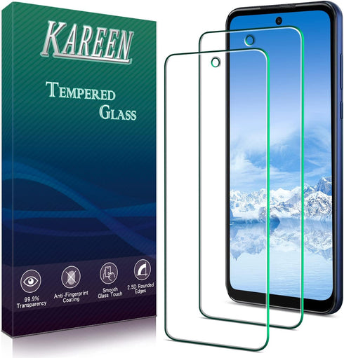 KAREEN Tempered Glass Screen Protector for Motorola Moto G Play (2023) - 9H Hardness, Easy Install, 2 Pack, Case