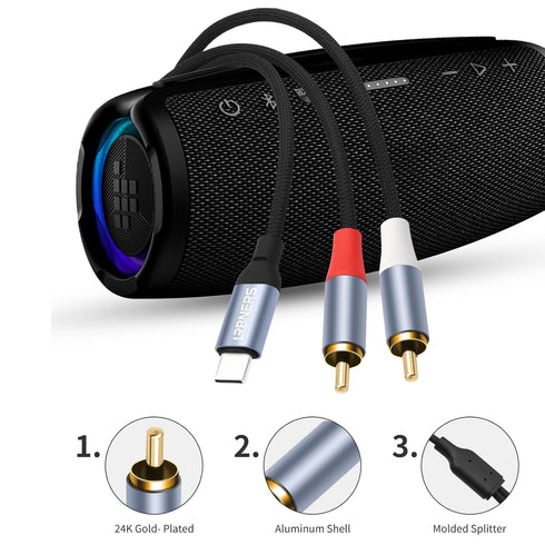 3.3FT USB-C to Dual RCA Cable - Digital to Analog Audio Cable with DAC Chip, Gold-Plated RCA Connectors, Dual-Shielded