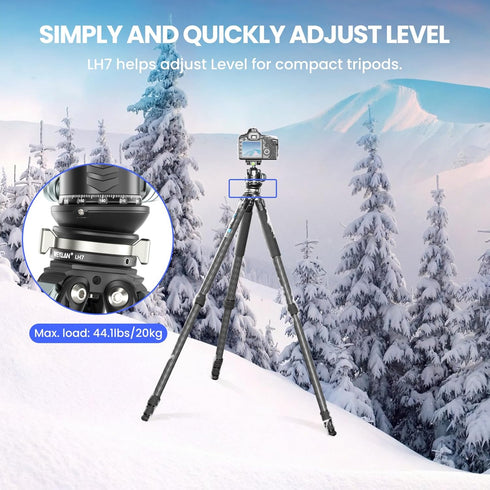 WEYLLAN LH7 1/4'' 3/8" 10kg/22lbs Leveling Head Tripod Leveling Base for Camera Tripod Leveler Aluminum Alloy Tripod