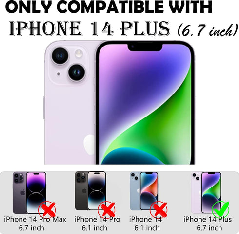 Annymall Clear Case for iPhone 14 Plus, 6.7", Military Grade Shockproof, Anti-Fall, Not Yellowing + 2 Screen Protectors.
