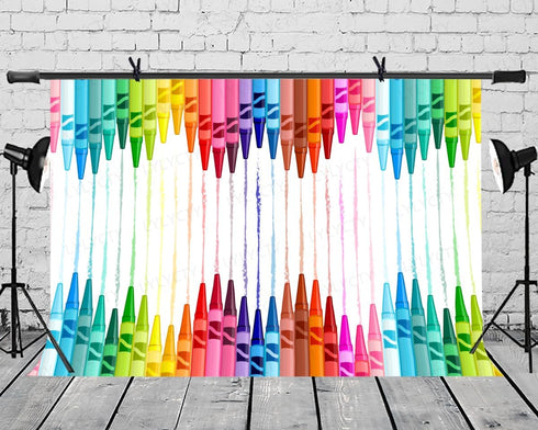 LYLYCTY 7x5 Painting Backdrop, Color Crayons Kindergarten Kickoff Party Backgrounds Feet Baby Shower Kids Birthday