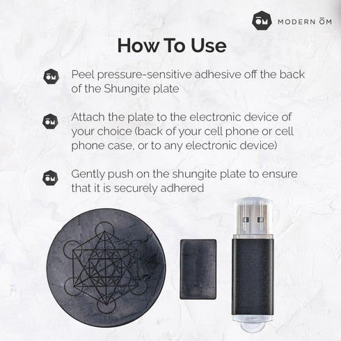 Shungite Plates for Electronics - Set of 2 Large Stickers with Sacred Geometry for Cell Phones, Tablets, Laptops
