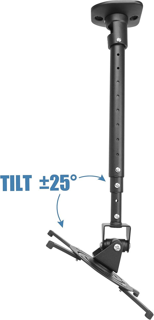 Full Motion Universal Ceiling Projector Mount Bracket - Adjustable Height, Extendable Arms, Rotating Swivel Mount