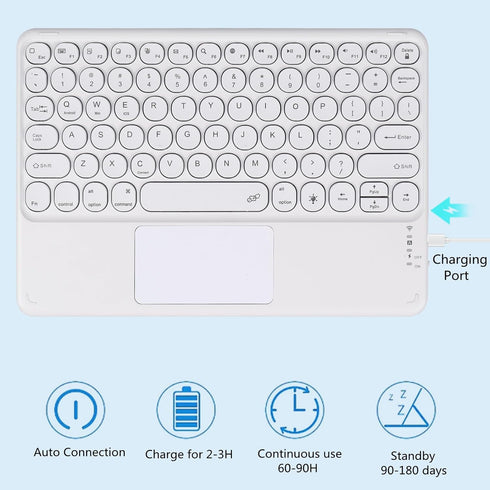 Wireless Bluetooth Keyboard with Touchpad, Portable Ultra Slim 7-Colors Backlit Keyboard, 10 inch Rechargeable for