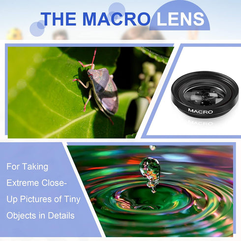 2 Pack Universal 3 in 1 Camera Lens Kit, Phone Camera Lens Clip with Fisheye, Macro, Wide Angle Attachments for