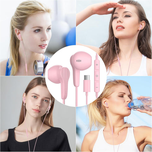 USB C Headphones for Samsung S24 Ultra A35 S23 Fe S22+, Type C Earphones with Mic, HiFi Stereo for iPhone 15 Pro Max