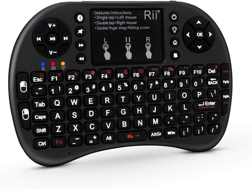 Rii Mini Wireless Bluetooth Keyboard with Touchpad, Supports Bluetooth and 2.4GHz Wireless Connection for Smartphones,