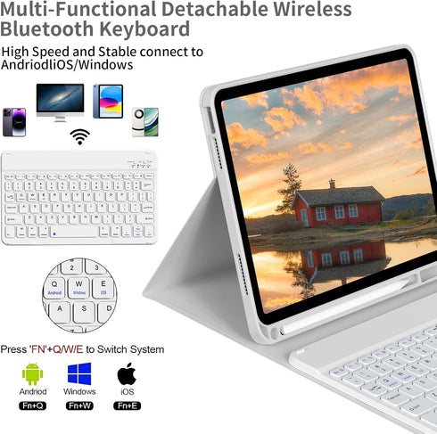 Keyboard Case for iPad 10th Generation 2022 10.9 Inch, Magnetic Detachable Wireless Bluetooth Keyboard, Gray