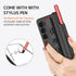 NINKI Samsung Galaxy Z Fold 6 Case with S Pen (Red) - Carbon Fiber, Magnetic Hinge Protection, Strap Included
