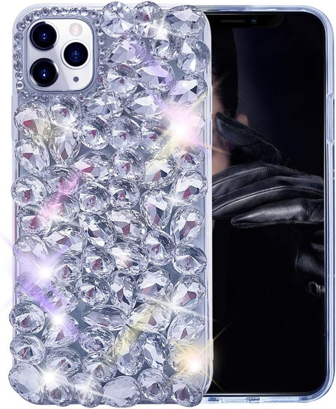 Bonitec 3D Glitter Sparkle Bling Case for iPhone 12 Pro - Luxury Shiny Crystal Rhinestone Diamond Bumper Clear Gems
