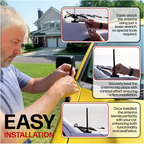 Votex 6 3/4 Inch Setup, Black Short Rubber Universal Antenna Kit - Car Wash Proof, Easy Enhanced Reception with Copper
