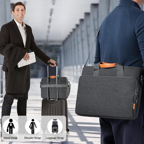 bagasin 17 17.3 18 inch Laptop Computer PC Shoulder Bag Carrying Case, Water-Repellent Fabric Briefcase, Lightweight