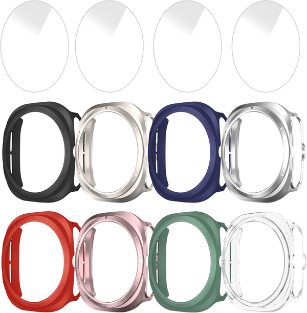 8+4 Pack Case for Samsung Galaxy Watch 7 Ultra 47mm, Waterproof Anti-Fog Screen Protector, Shockproof Hard PC Cover