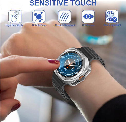 8+4 Pack Case for Samsung Galaxy Watch 7 Ultra 47mm, Waterproof Anti-Fog Screen Protector, Shockproof Hard PC Cover