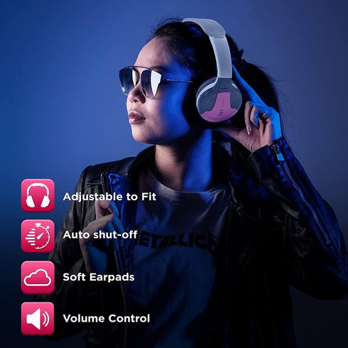 XO Vision IR630P Wireless Foldable Headphones - Pink, Bluetooth-Enabled, Lightweight, Portable for iPhone, Car, Kids