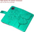 Flip Cover Phone Case Wallet for Samsung Galaxy A12, Butterfly Floral Embossed, Wrist Strap, Card Holder, Green