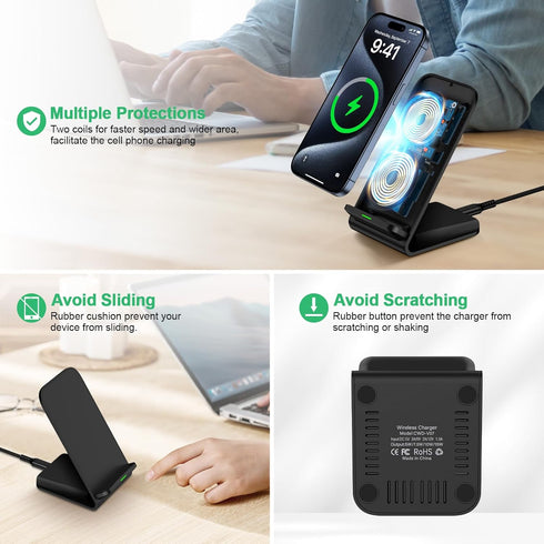 Wireless Charger for Samsung 24 Ultra Android Desk Phone Charger Stand, Fast Charging Station Pad for Samsung Galaxy