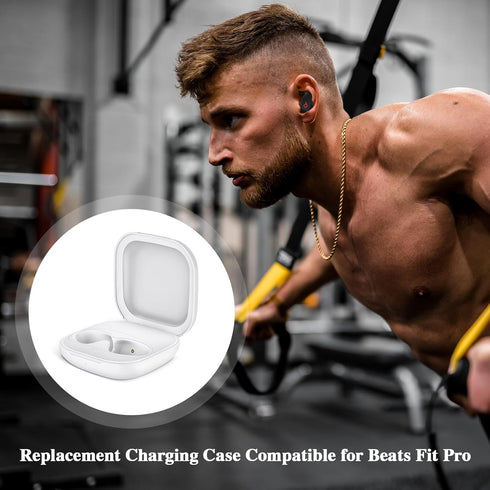 Jinstyles Wireless Charging Case for Beats Fit Pro, Portable Charger Replacement with Bluetooth Pairing Sync Button,