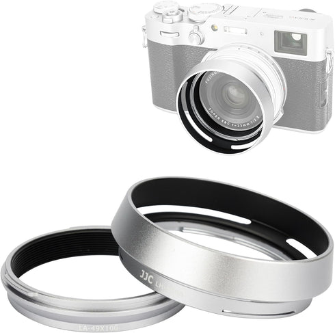 JJC Metal Lens Hood Shade Protector with 49mm Filter Adapter Ring for Fujifilm X100VI X100V X100F X100T