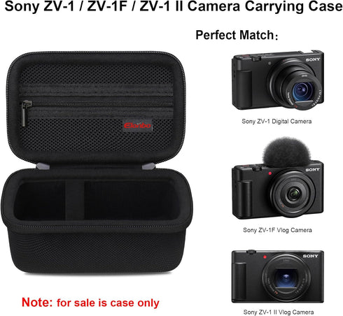 Carrying Case for Sony ZV-1 / ZV-1F / ZV-1 II Digital Camera, 4K Video Streaming Camera Hard Travel Storage Cover Bag Organizer Holder, Mesh Pocket fits Battery Charger Memory Card. Black
