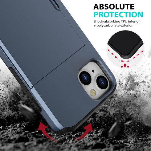 ZUSLAB Card Holder Slot Case for Apple iPhone 15 6.1 Inches 2023, Phone Wallet Case with 1 Tempered Glass Screen