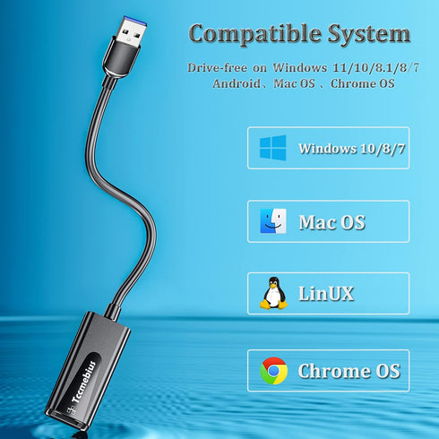 USB Ethernet Adapter, USB 3.0 to 10/100/1000 Gigabit Ethernet LAN Network Adapter for Nintendo, MacBook, Windows PC