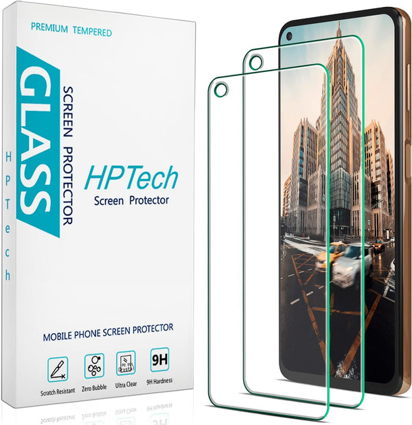 HPTech (2-Pack) Tempered Glass Screen Protector for Motorola Moto G Stylus (2021), 9H Hardness, Anti Scratch