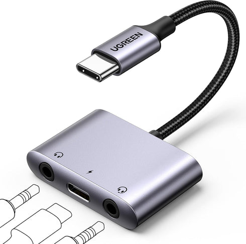 UGREEN USB C to 3.5mm Audio Adapter 3 in 1 Charger and Headphone Splitter with PD 60W