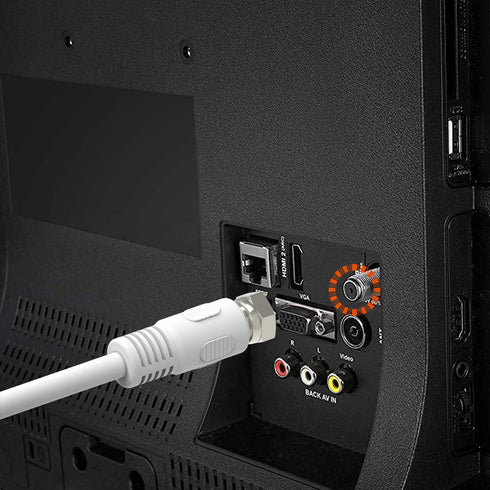 Coaxial Cable 3 Feet, RG6 2 Pack White 75 Ohm Quad Shield TV Antenna Cables with F-Male Connectors