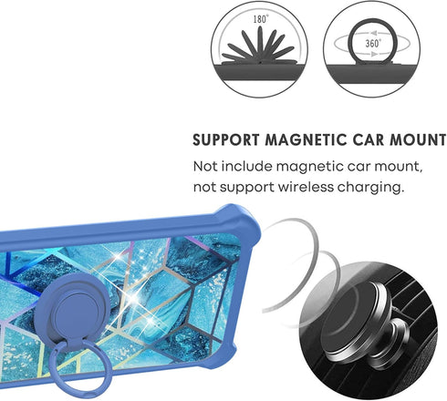 NUU A25 Case for NUU Mobile A25, IMDL-LS, Hard PC + Soft Silicone, Ring Support, Colorful Reflect Light