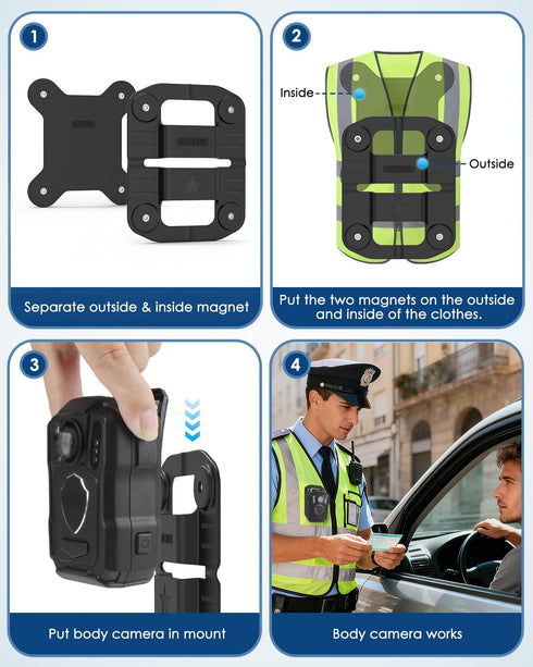 CXVKML Mount,8pcs (1) Body Cam Magnet Magnets Style,Strong Magnet Camera Holder Fit for All Models Police Body Cam