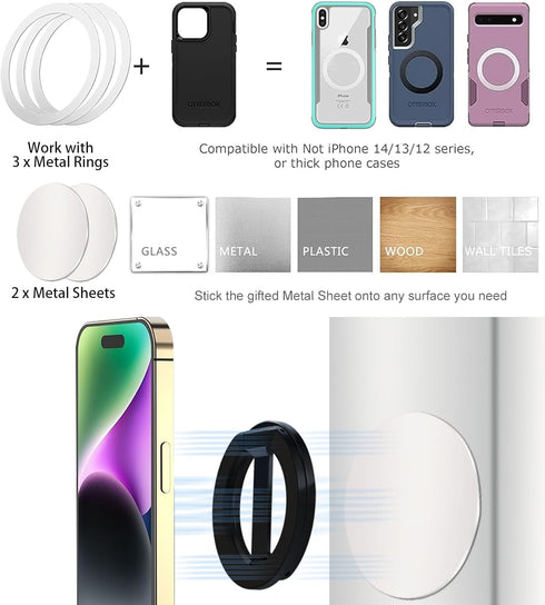 Dual Magnetic Phone Holder for Car, Gym Phone Mount for Mag-Safe, Strong Magnet Stand for Metal Surfaces