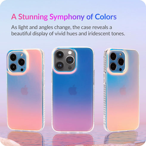 LONLI Hue iPhone 15 Pro Case - Iridescent, Shockproof, 10FT Drop Protection, Color Changing - Unique Cover for All
