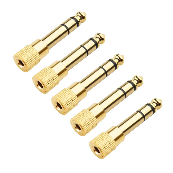 Cable Matters 5-Pack 1/4 to 1/8 Headphone Adapter, Gold Plated Stereo Headphone Adapter