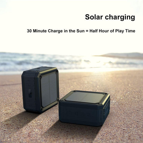 Solar Speaker Portable IPX6 Waterproof Bluetooth Speaker with 15 Hours Playtime, Rich Stereo Bass for Home and Outdoor